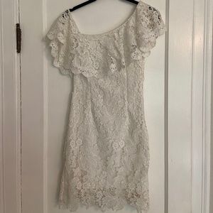 White One-Shoulder Lace Mini Dress